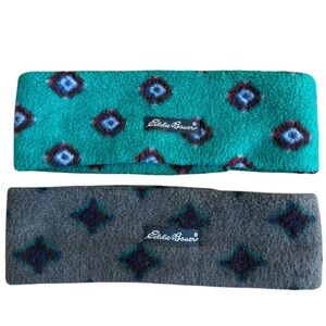 Eddie Bauer vintage fleece headbands Aztec 90s unisex geometric pair set